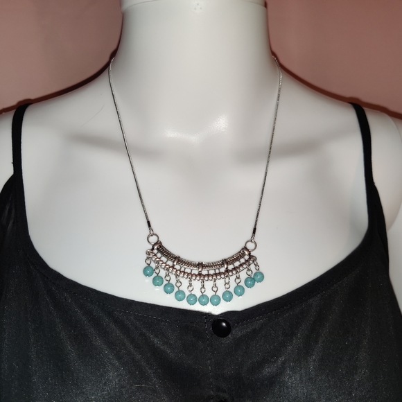 ****NWT-UPC  1 Piece Bohemian Turquoise Tassel Necklace - Picture 2 of 2